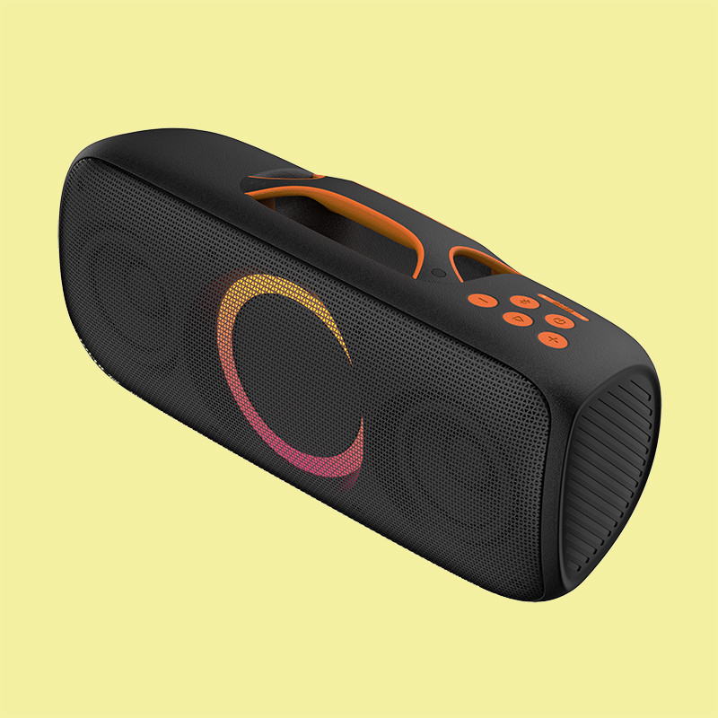 haut-parleur de fête en plein air à batterie en fer ABS noir de 40 W avec portée sans fil de 10 mètres